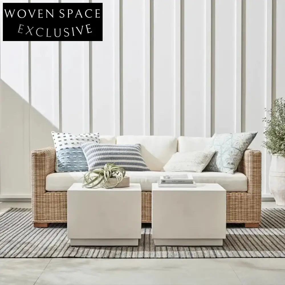 Nordic Modern Stone Microcement Travertine Square Coffee Table for Patio Living