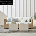 Nordic Modern Stone Microcement Travertine Square Coffee Table for Patio Living