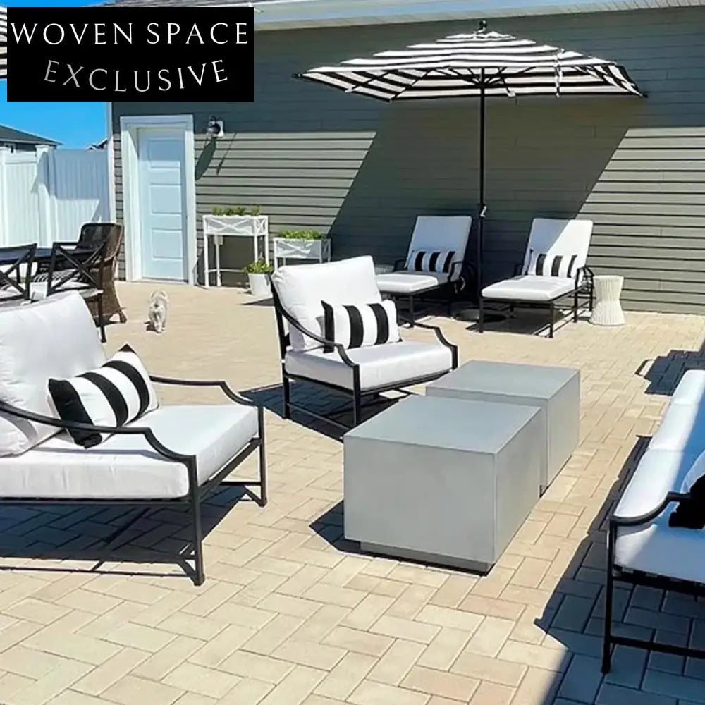 Nordic Modern Stone Microcement Travertine Square Coffee Table for Patio Living