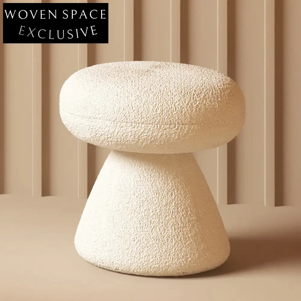 Nordic Modern Teddy Fabric Ottoman Stool with Metal Base for Living Room Entryway