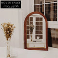 Nordic Modern Walnut Wood Arch Frame Wall Mirror for Bedroom Decor