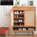 Nordic Modern Wooden Rattan Shoe Storage Side Cabinet for Living Room