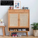 Nordic Modern Wooden Rattan Shoe Storage Side Cabinet for Living Room