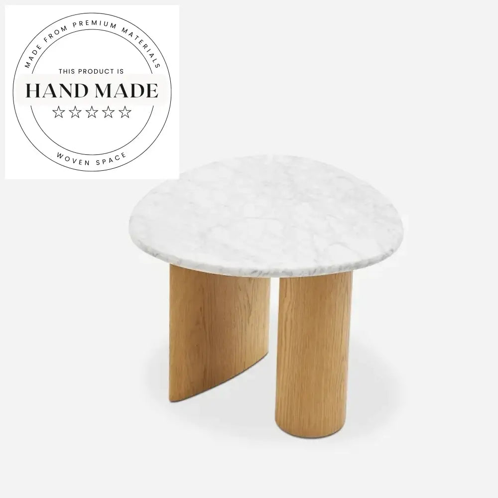 Nordic Natural Oak and Marble Top Square Side Table