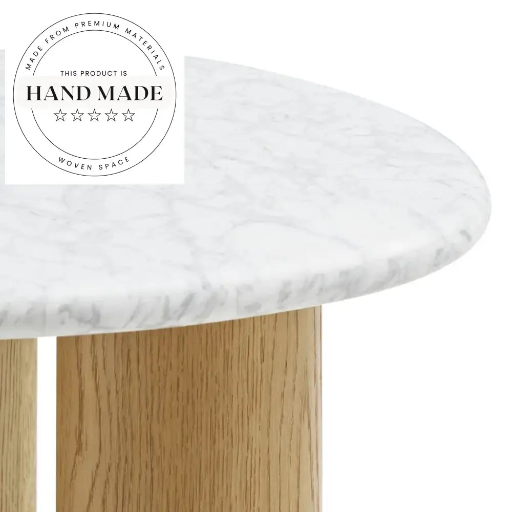 Nordic Natural Oak and Marble Top Square Side Table