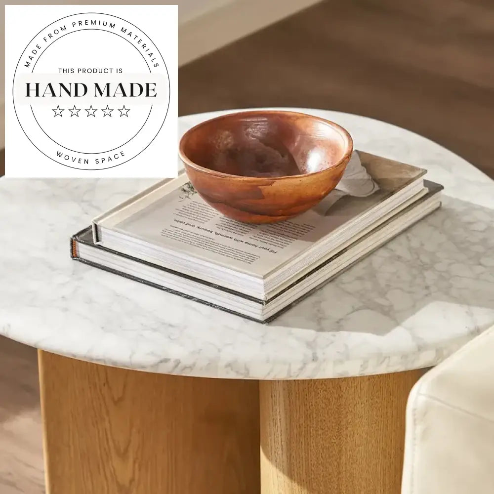 Nordic Natural Oak and Marble Top Square Side Table