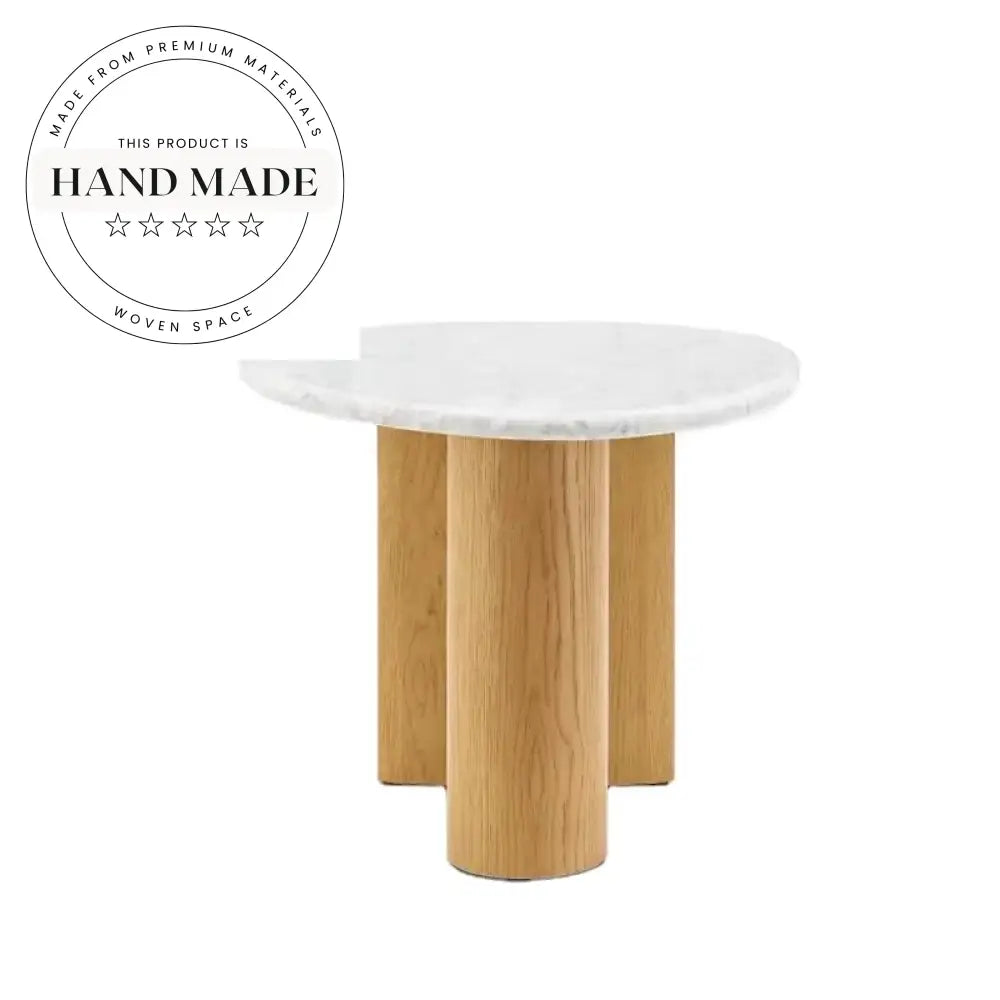 Nordic Natural Oak and Marble Top Square Side Table
