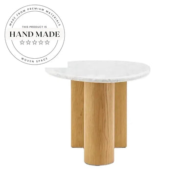 Nordic Natural Oak and Marble Top Square Side Table