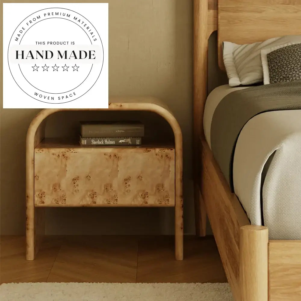 Nordic Natural Solid Wood Single Drawer Modern Floating Nightstand