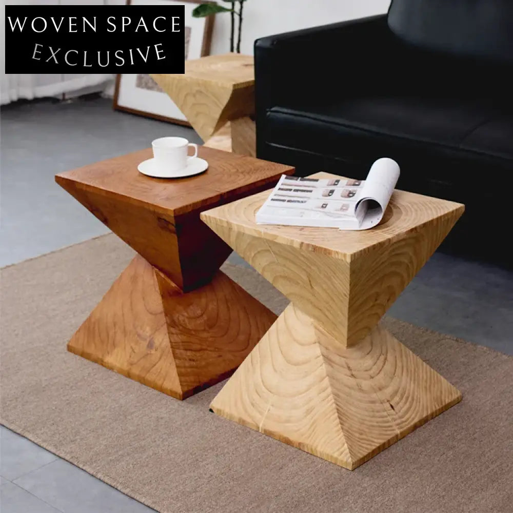 Nordic Natural Solid Wood Square Side Table for Living Room Corner