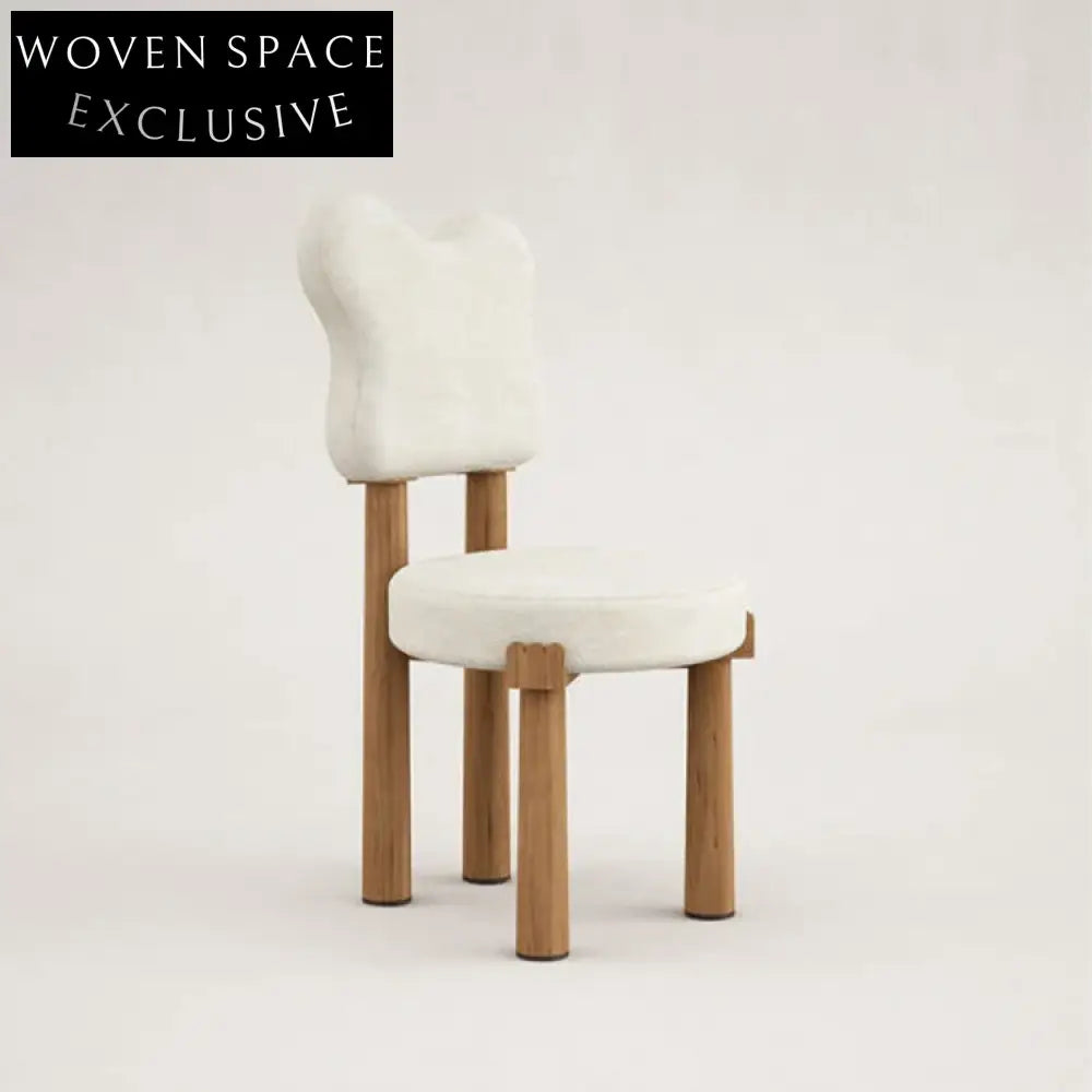 Nordic Natural Wood Dining Chair with Soft Fabric Cushion, Modern Style