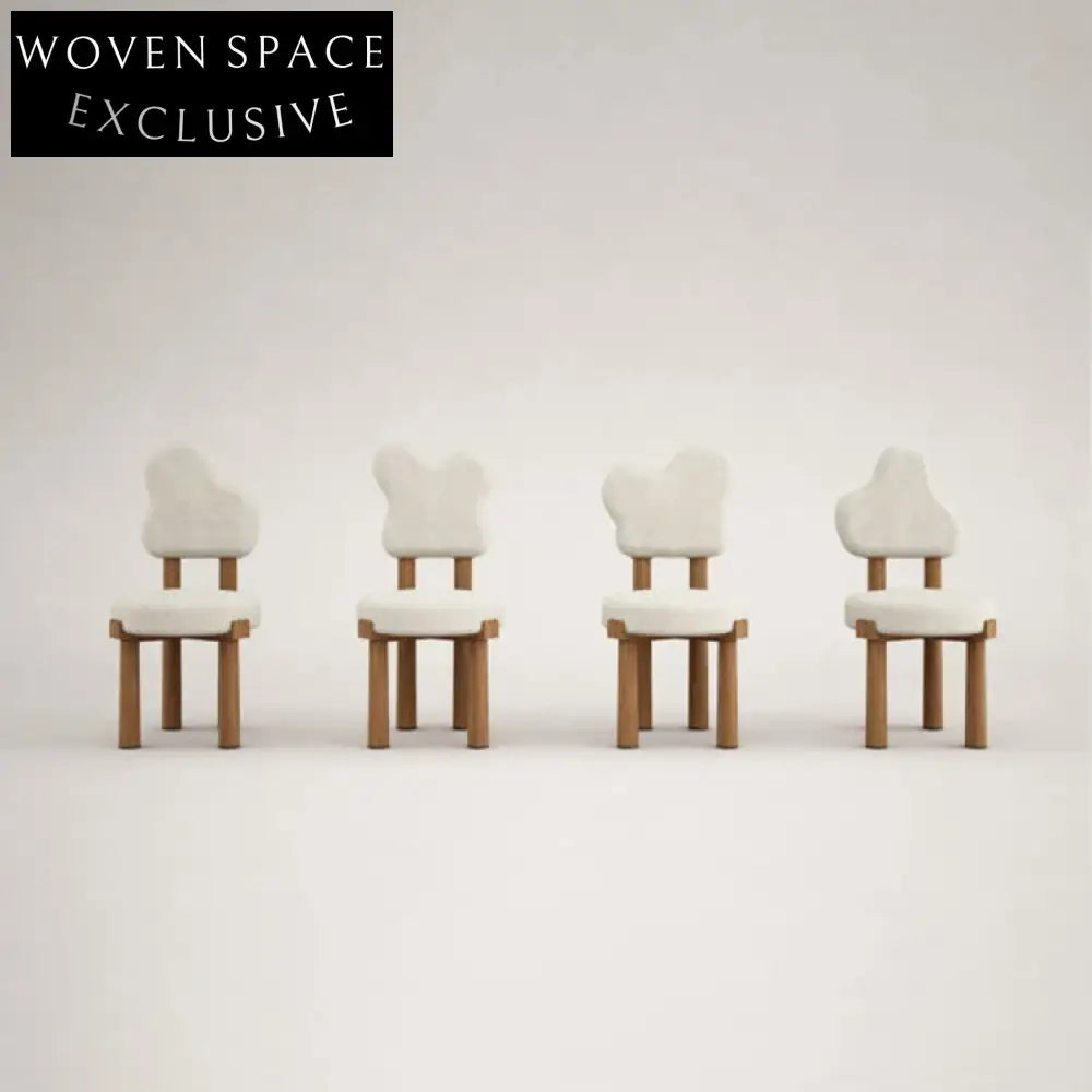 Nordic Natural Wood Dining Chair with Soft Fabric Cushion, Modern Style