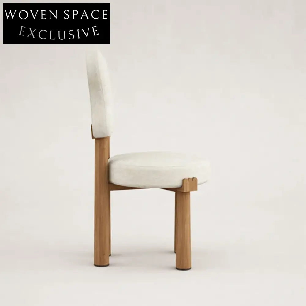 Nordic Natural Wood Dining Chair with Soft Fabric Cushion, Modern Style