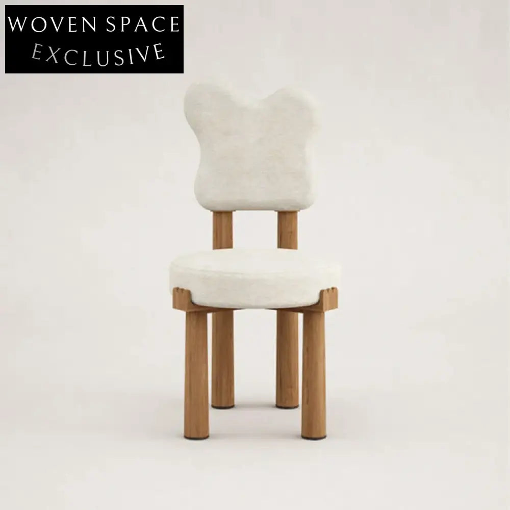 Nordic Natural Wood Dining Chair with Soft Fabric Cushion, Modern Style