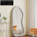 Nordic Peanut Shape Full-Length Mirror with Wood Upholstery Fabric Frame
