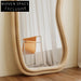 Nordic Peanut Shape Full-Length Mirror with Wood Upholstery Fabric Frame