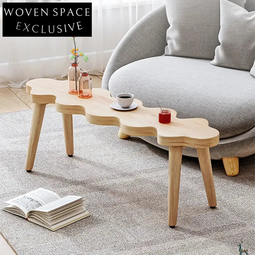 Nordic Pine Wood Foot Stool Ottoman, Durable Living Room Furniture Accent