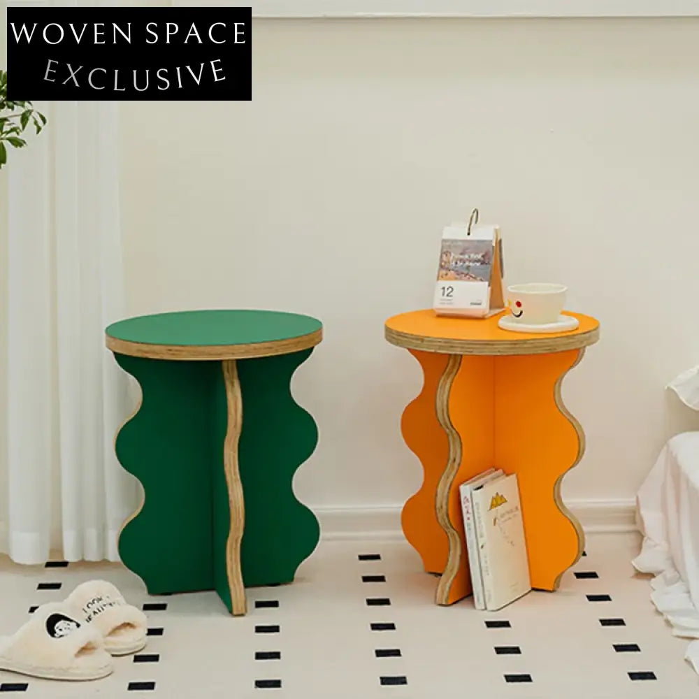 Nordic Plywood Flower Shape Round Side Coffee Table for Modern Homes