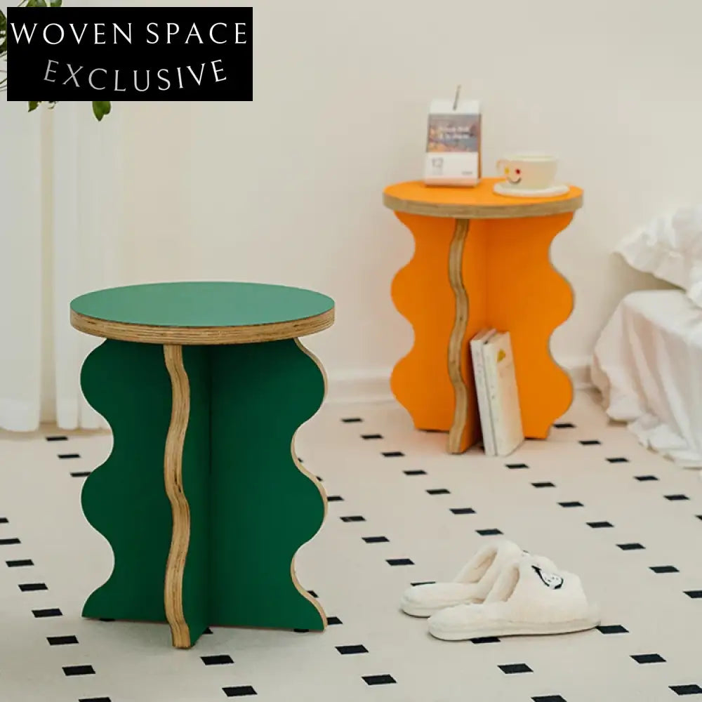 Nordic Plywood Flower Shape Round Side Coffee Table for Modern Homes