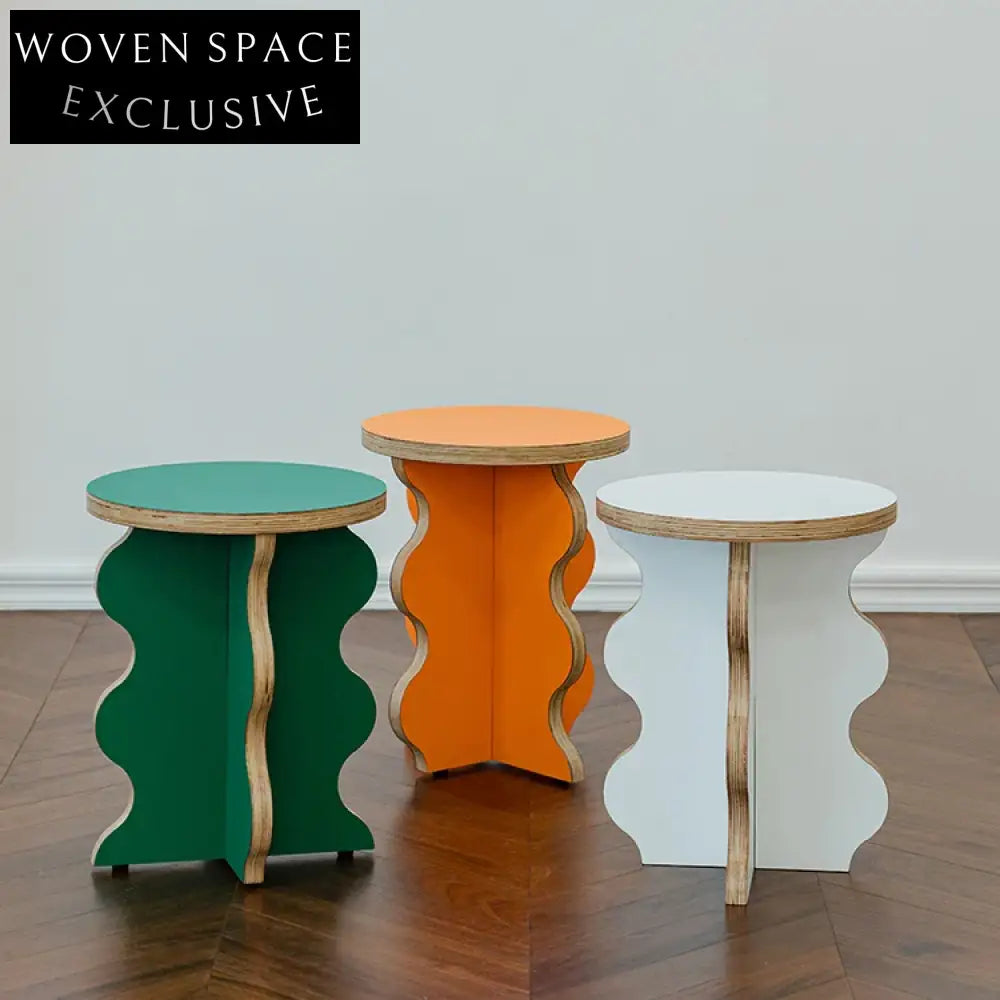 Nordic Plywood Flower Shape Round Side Coffee Table for Modern Homes