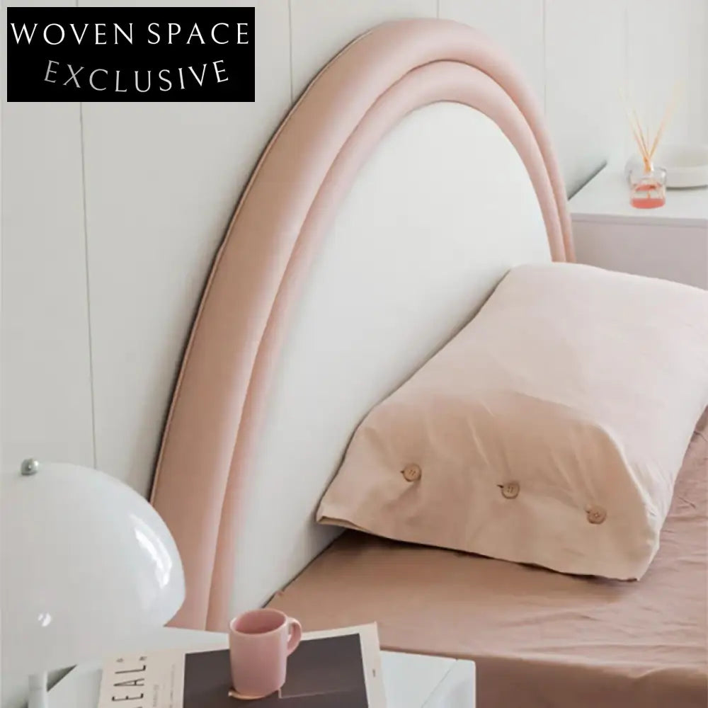 Nordic Rainbow Plush Upholstered Bed Frame White Solid Wood Modern Design