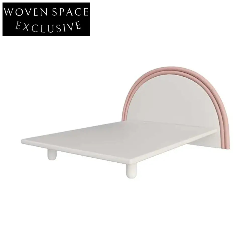 Nordic Rainbow Plush Upholstered Bed Frame White Solid Wood Modern Design