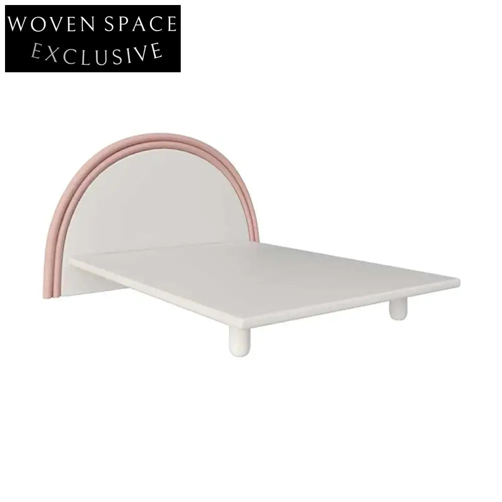 Nordic Rainbow Plush Upholstered Bed Frame White Solid Wood Modern Design