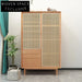 Nordic Rattan Solid Wood Double Door Modern Bedroom Wardrobe Cabinet