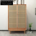 Nordic Rattan Solid Wood Double Door Modern Bedroom Wardrobe Cabinet