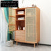 Nordic Rattan Solid Wood Double Door Modern Bedroom Wardrobe Cabinet