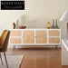 Nordic Rattan Solid Wood Sideboard TV Stand with 4 Doors for Living Room