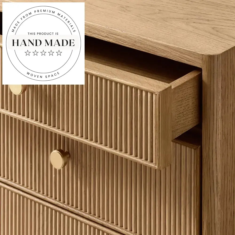 Nordic Reeded Solid Wood Rotary Secretaire Storage Executive Desk