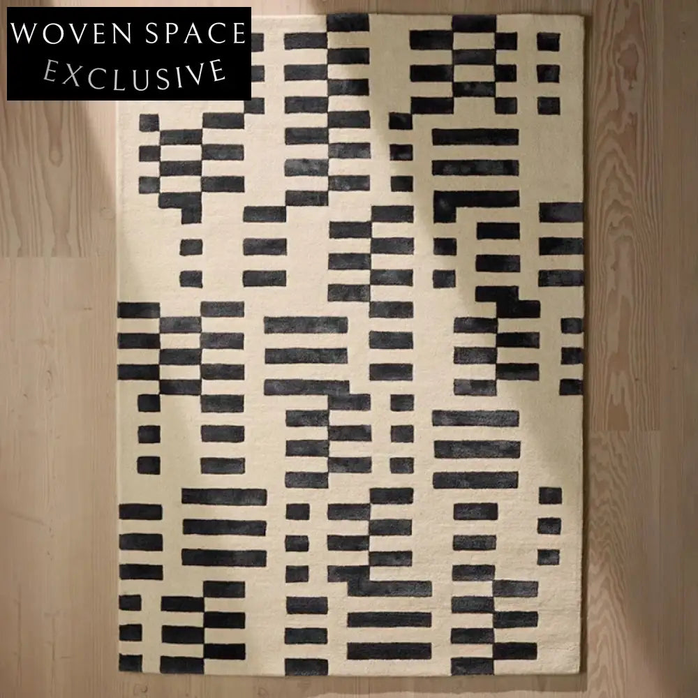 Nordic Retro Luxury Plaid Geometric Area Rug - Handmade Custom Cut Pile