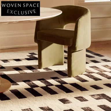 Nordic Retro Luxury Plaid Geometric Area Rug - Handmade Custom Cut Pile