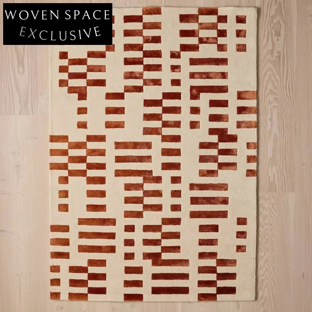 Nordic Retro Luxury Plaid Geometric Area Rug - Handmade Custom Cut Pile