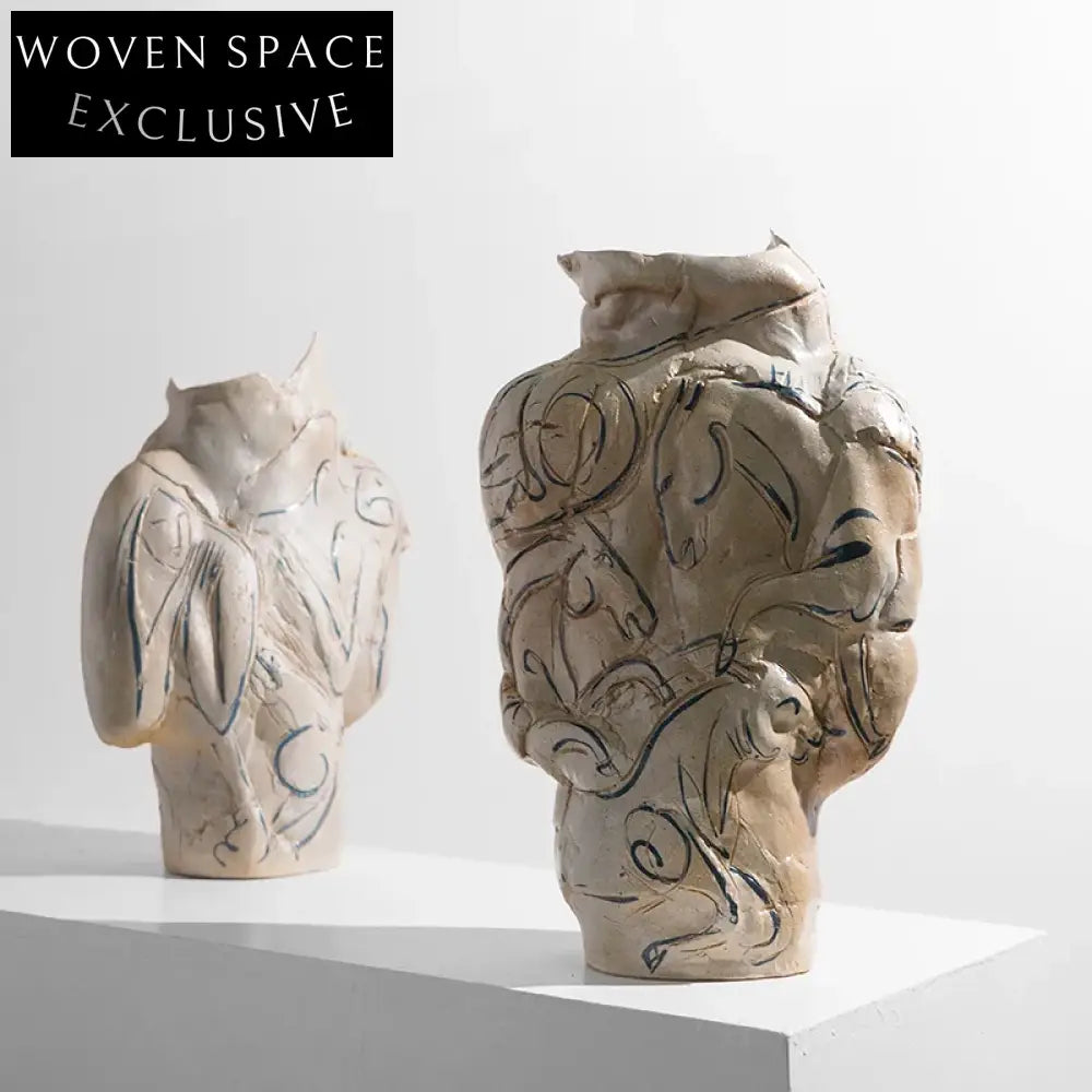 Nordic Retro Narrow Neck White Ceramic Tabletop Flower Decoration Vase