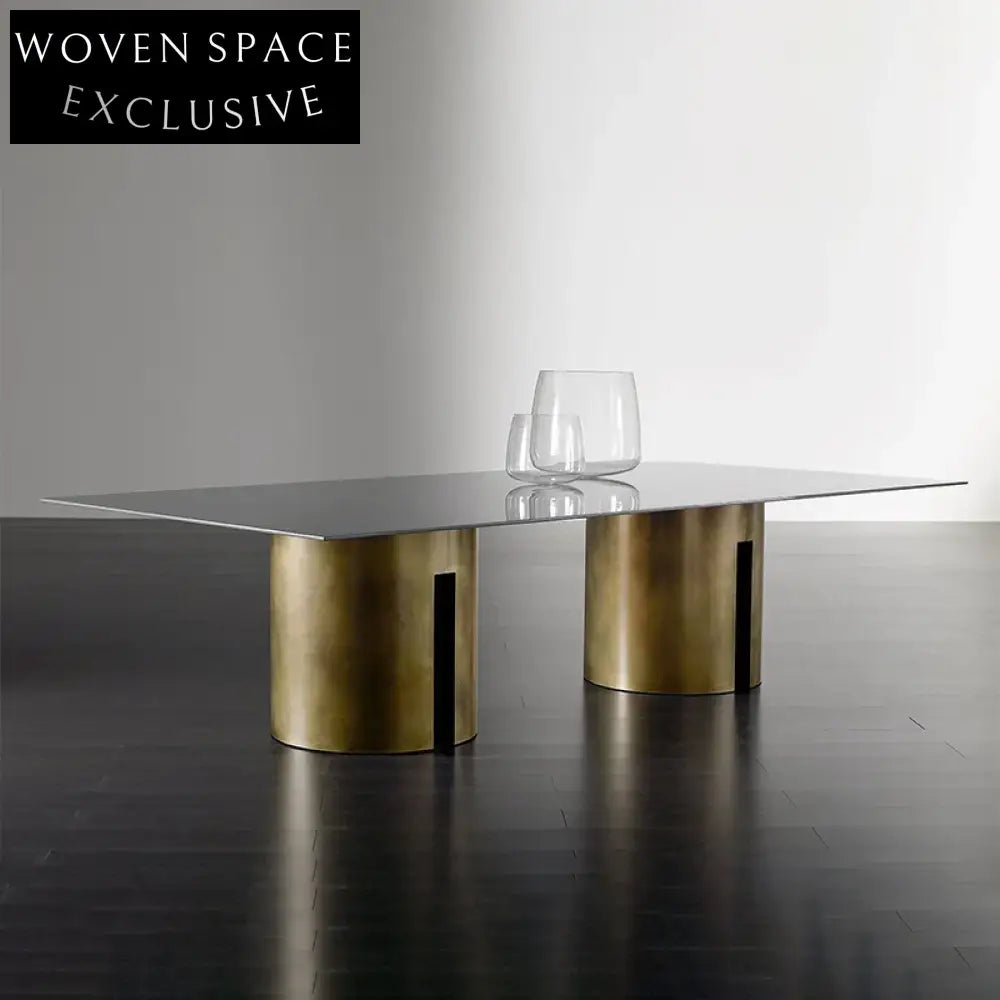 Nordic Retro Slate Top Dining Table with Stainless Steel Leg