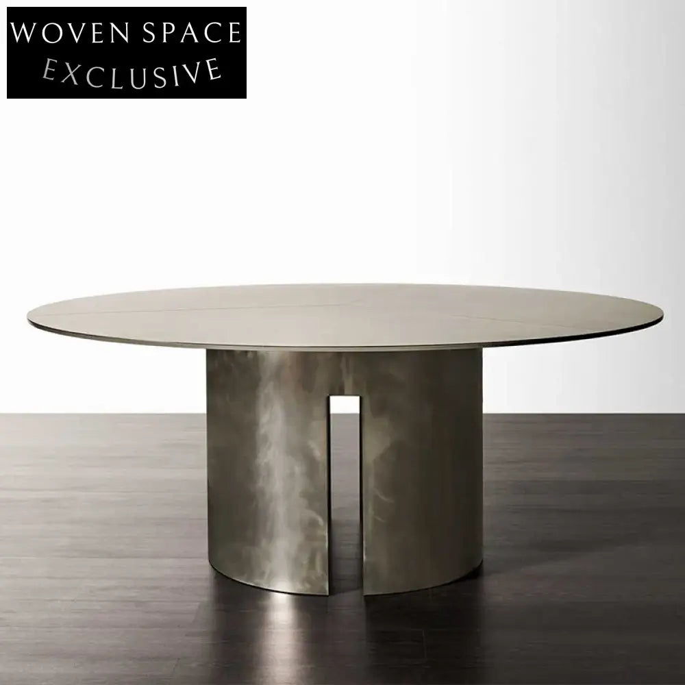 Nordic Retro Slate Top Dining Table with Stainless Steel Leg