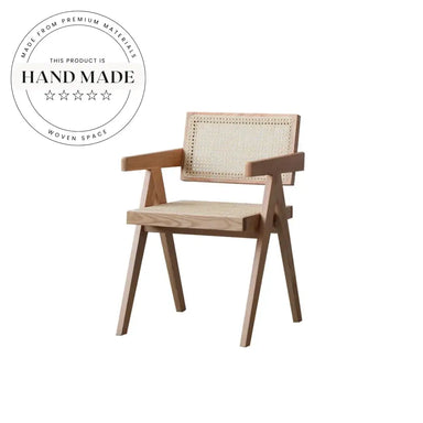 Nordic Retro Solid Wood and Natural Rattan Modern Dining Chair