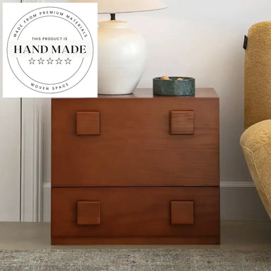 Nordic Retro Solid Wood Mirrored Drawer Accent Bedside Table