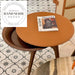 Nordic Round Barenia Leather and Solid Wood Sofa Side Table