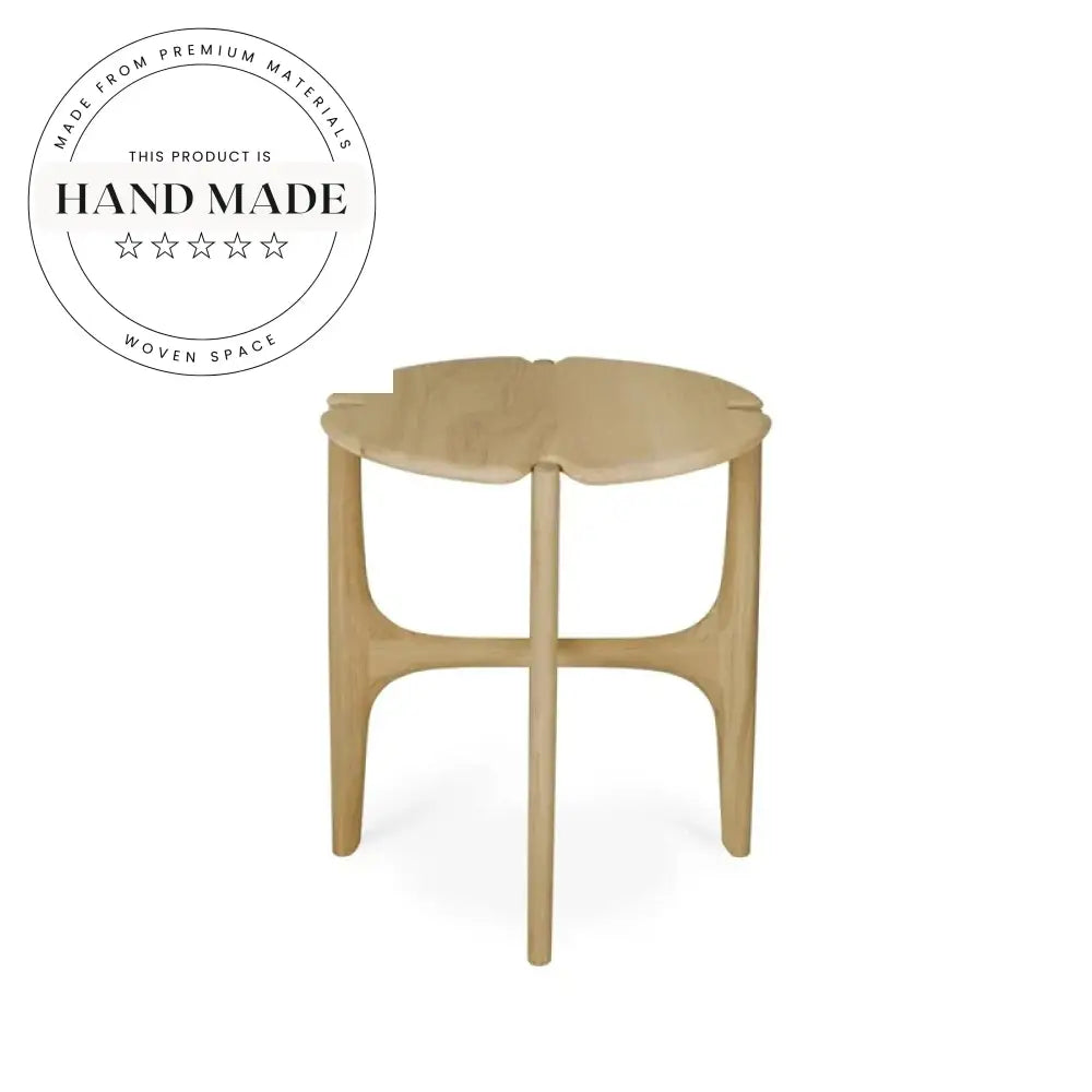 Nordic Round Solid Oak Wood Side Coffee Table