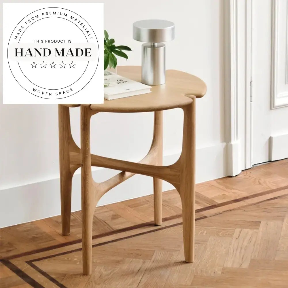 Nordic Round Solid Oak Wood Side Coffee Table