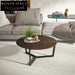 Nordic Round Solid Wood Top Coffee Table with Modern Metal Base