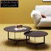 Nordic Round Solid Wood Top Coffee Table with Modern Metal Base