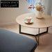 Nordic Round Solid Wood Top Coffee Table with Modern Metal Base