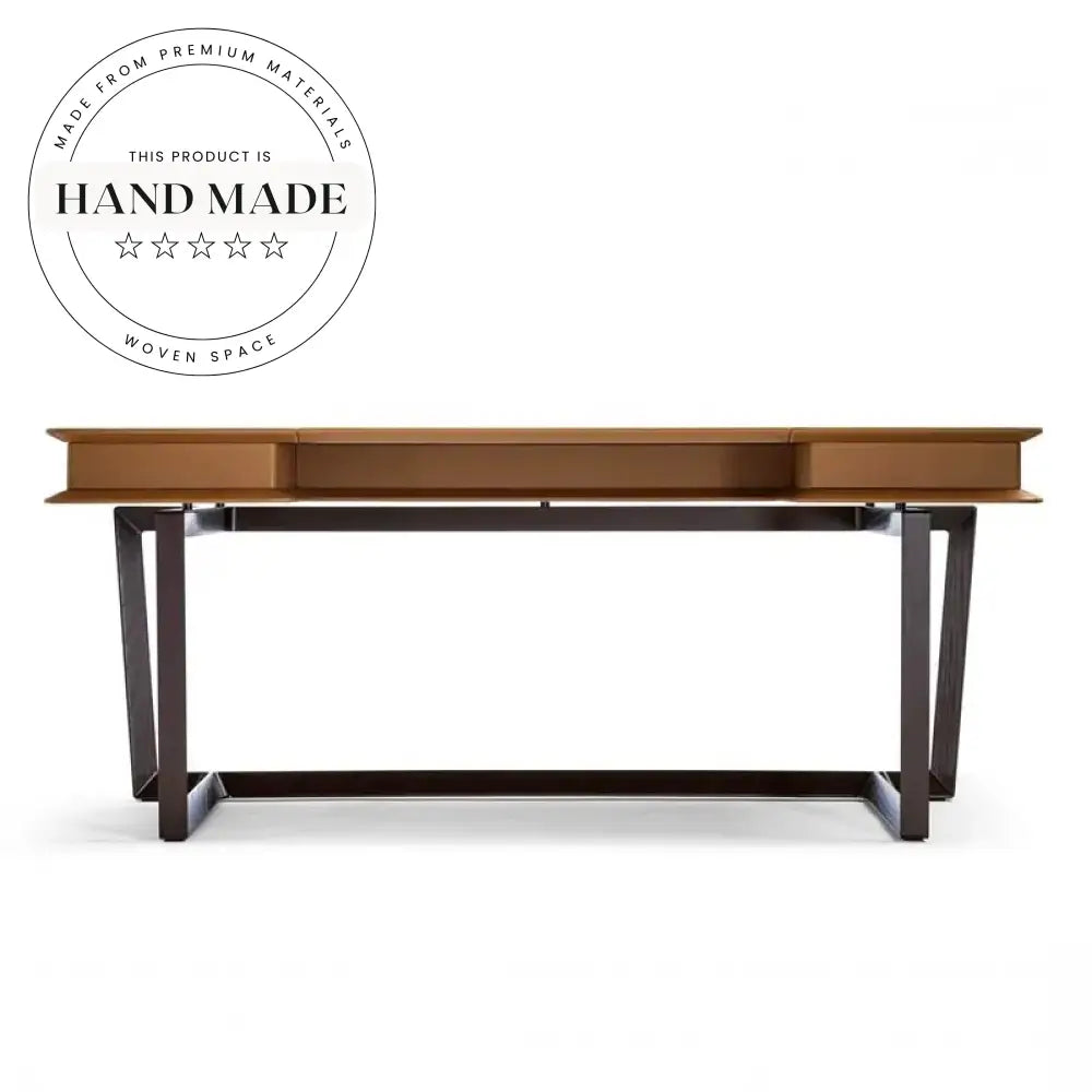 Nordic Saddle Leather Modern Solid Wood Study Office Desk