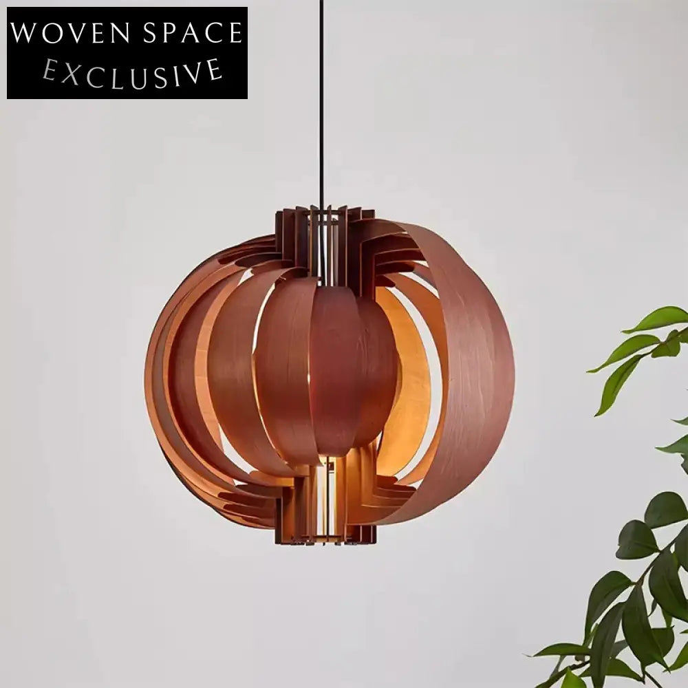 Nordic Single Bulb LED Pendant Light Wood Metal Dining Room Chandelier