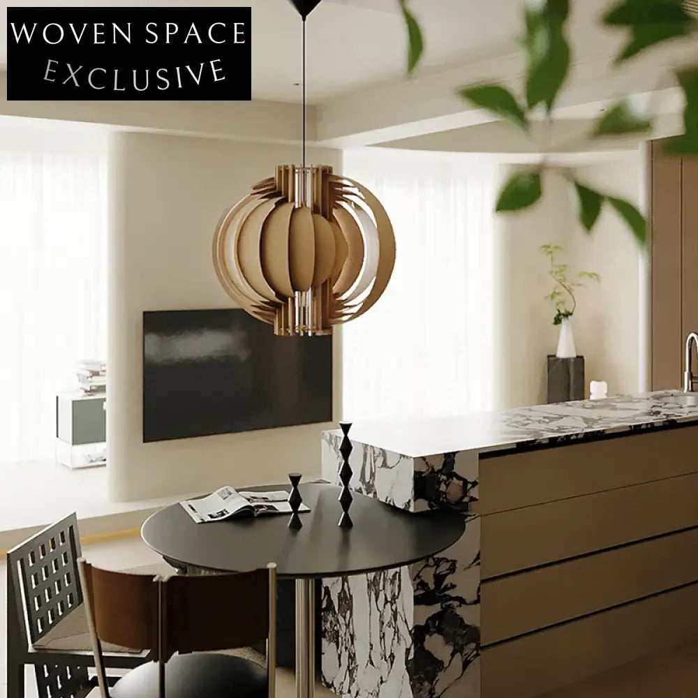 Nordic Single Bulb LED Pendant Light Wood Metal Dining Room Chandelier