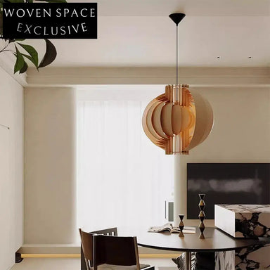 Nordic Single Bulb LED Pendant Light Wood Metal Dining Room Chandelier